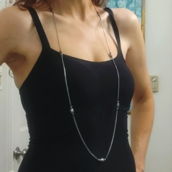 Vintage 43" Long Flapper Opera Length Italian Sterling Silver Station Necklace - Picture 2 of 11